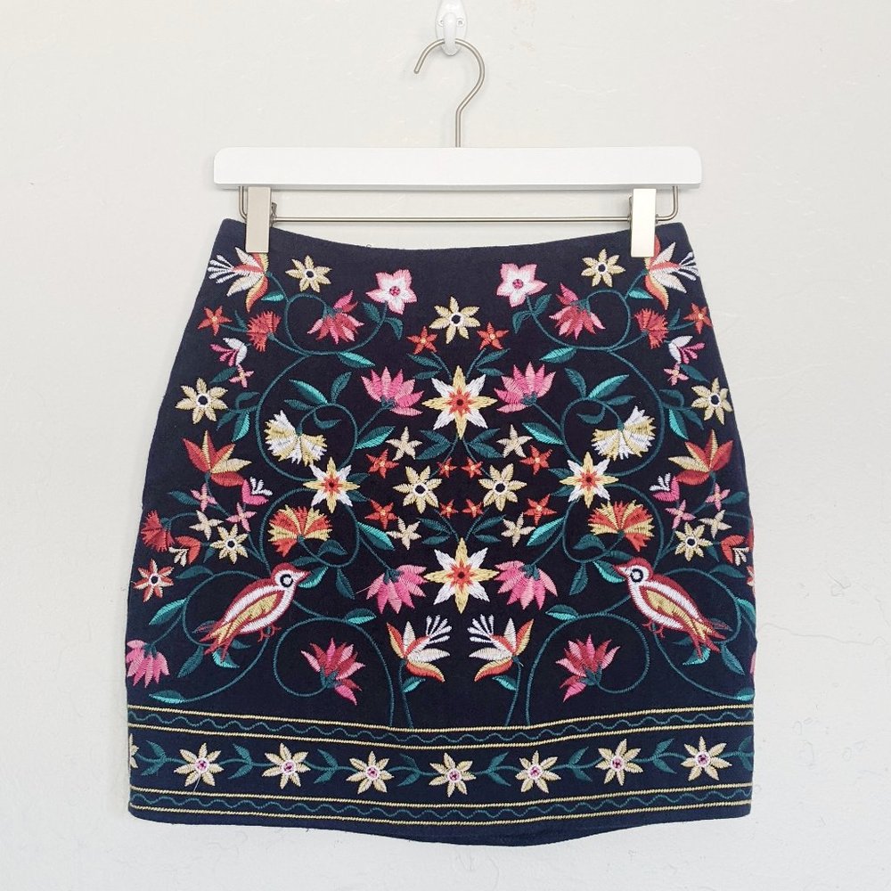 Umgee Floral Embroidered Mini Skirt Medium
